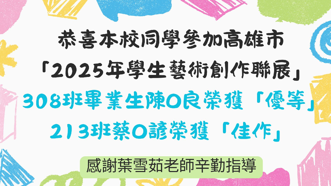 2025高雄市特教生藝術創作聯展得獎名單